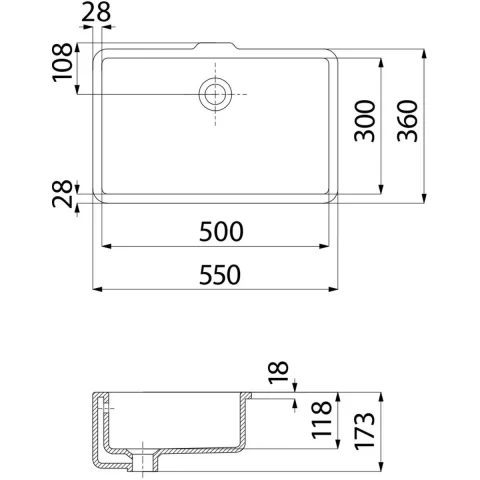 Lavoar Deante Temisto 50x30 cm dreptunghiular sub blat alb