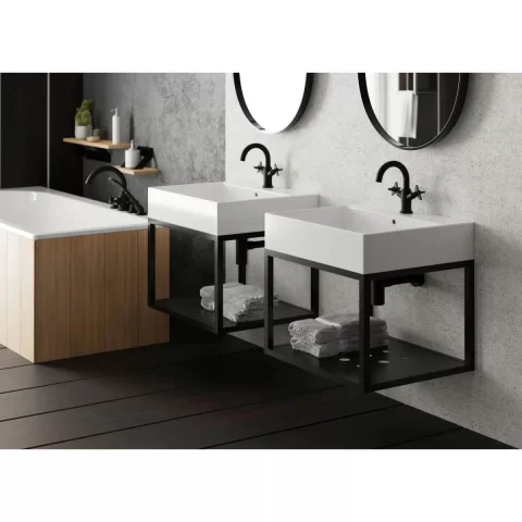 Lavoar Deante Temisto 60x50 cm dreptunghiular pe blat alb