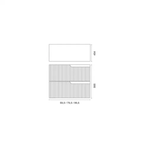 Set Mobilier suspendat Gala Canaletto 2 sertare 80 cm cu blat, finisaj lemn