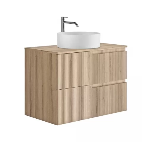 Set Mobilier suspendat Gala Canaletto 2 sertare 80 cm cu blat, finisaj lemn