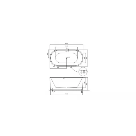 Cada freestanding Besco Giuliana 170x78 cm alb-negru