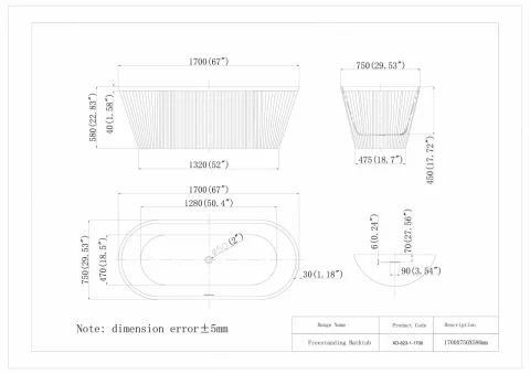 Cada freestanding din acril Nira
