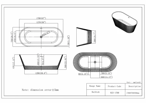 Cada freestanding din acril Taya Line