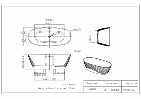 Cada freestanding din acril Sia Line