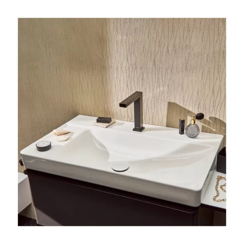 Baterie lavoar pe blat negru Hansgrohe Tecturis E