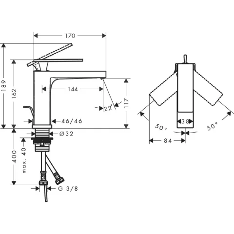 Baterie lavoar pe blat Hansgrohe Tecturis E
