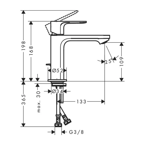 Baterie lavoar pe blat crom Hansgrohe Rebris E