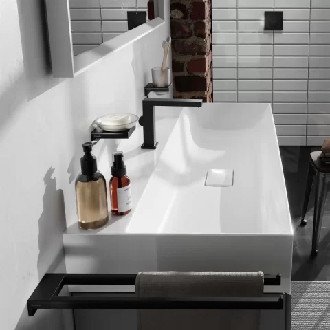 Baterie lavoar pe blat negru Hansgrohe Tecturis E