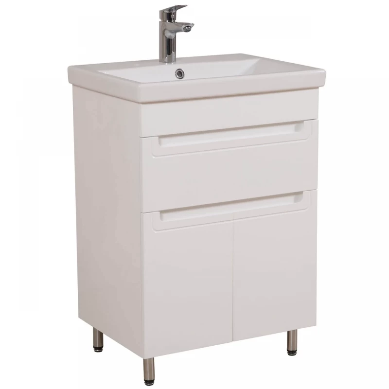 Set mobilier baie pe pardoseala 60 cm, model Omega cu lavoar ceramic