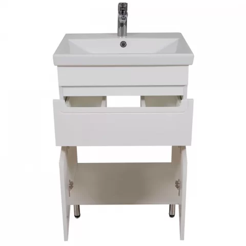 Set mobilier baie pe pardoseala 60 cm, model Omega cu lavoar ceramic