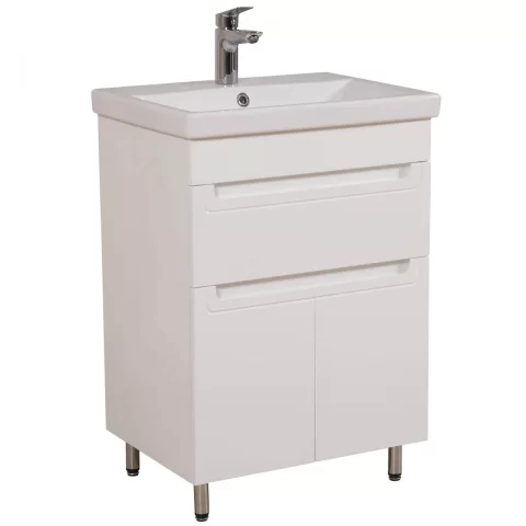 Set mobilier baie pe pardoseala 60 cm, model Omega cu lavoar ceramic