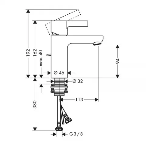 Baterie lavoar Hansgrohe, Metris S, crom