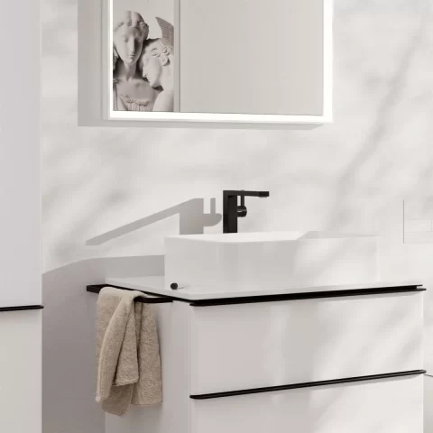 Baterie lavoar pe blat negru Hansgrohe Tecturis E
