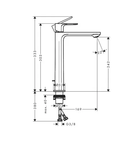 Baterie pentru lavoar Hansgrohe Rebris E, CoolStart, EcoSmart, crom