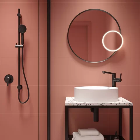 Baterie lavoar monocomanda Deante Arnika, negru mat