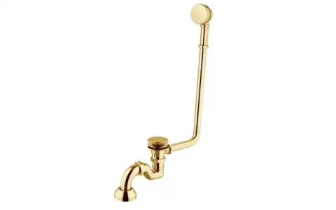 Cada freestanding Besco Amelia, 190x77 cm, cu picioare aurii si sifon cu preaplin