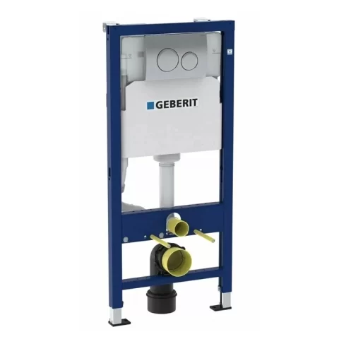 Set rezervor incastrat Geberit Duofix, cu set fixare si clapeta crom lucios Delta 20, pentru vas WC suspendat