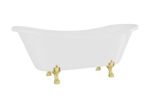 Cada freestanding Besco Amelia, 190x77 cm, cu picioare si sifon click clack auriu