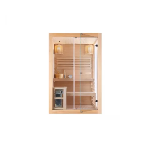 Sauna finlandeza Sanotechnik Panorama natur 2 persoane 130x120x200 cm molid