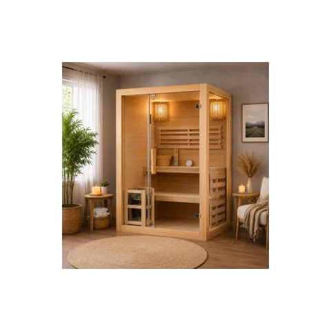 Sauna finlandeza Sanotechnik Panorama natur 2 persoane 130x120x200 cm molid
