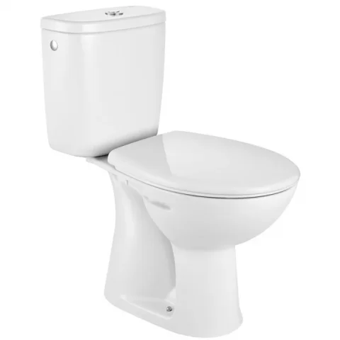 Set Vas WC Roca Adele pe pardoseala cu rezervor aparent si capac 36x65 cm evacuare verticala