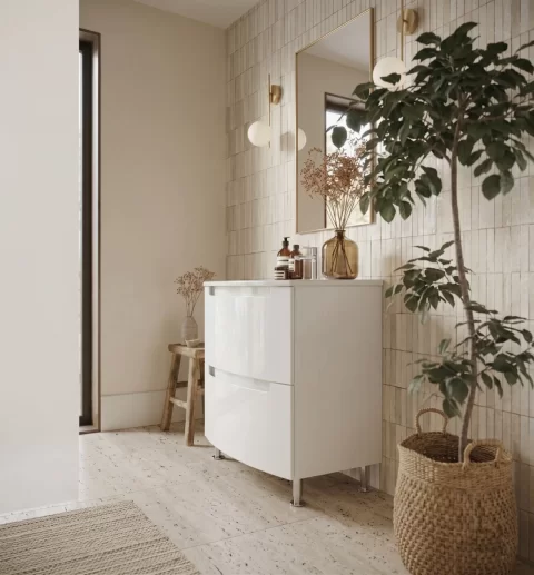 Set mobilier 70 cm Headway pe pardoseala cu lavoar ceramic