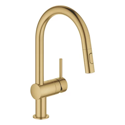 Set Chiuveta din otel Grohe K700 si  baterie Bucatarie Grohe Minta auriu periat
