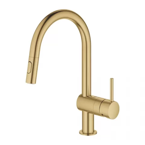 Set Chiuveta din otel Grohe K700 si  baterie Bucatarie Grohe Minta auriu periat