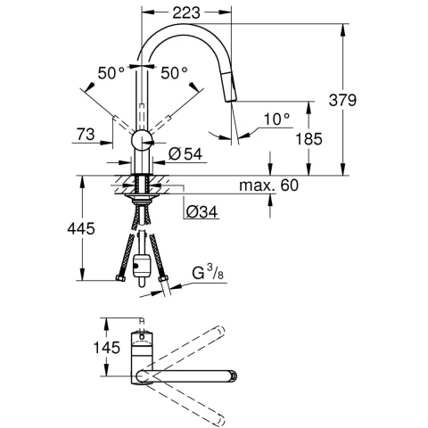 Set Chiuveta din otel Grohe K700 si  baterie Bucatarie Grohe Minta auriu periat