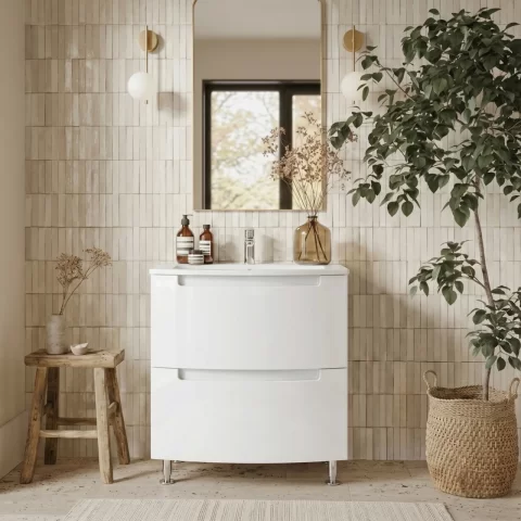 Set mobilier 70 cm Headway pe pardoseala cu lavoar ceramic