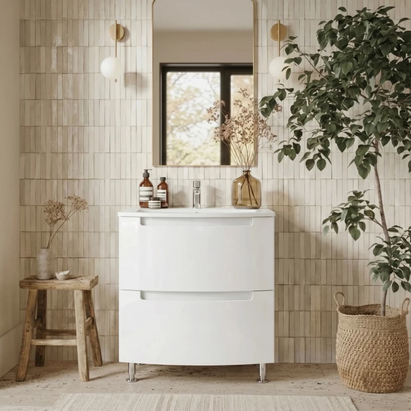 Set mobilier 70 cm Headway pe pardoseala cu lavoar ceramic