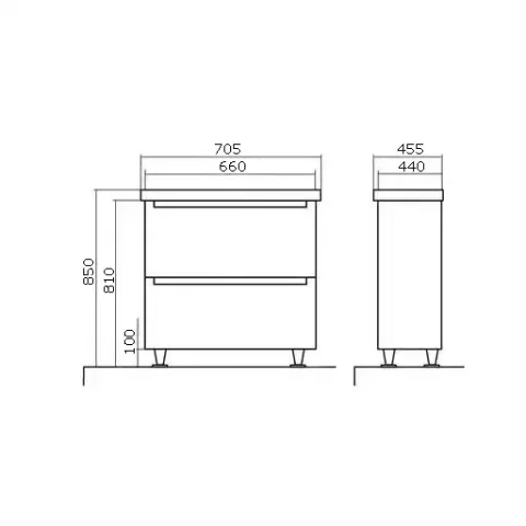 Set mobilier 70 cm Headway pe pardoseala cu lavoar ceramic