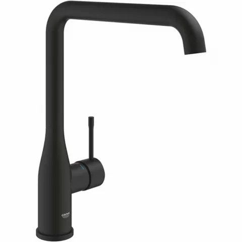 Set chiuveta Grohe K700 din granit 61x46 cm negru si Baterie bucatarie negru mat Grohe Essence pipa pivotanta