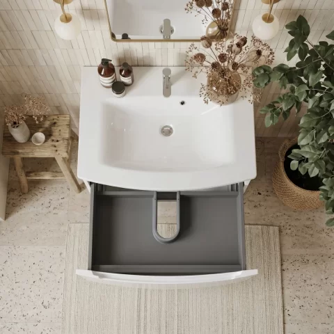 Set mobilier 70 cm Headway pe pardoseala cu lavoar ceramic