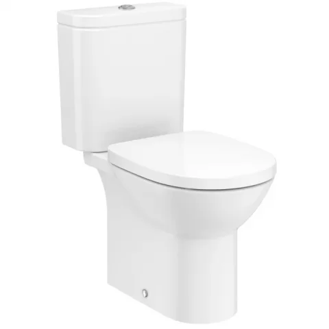 Vas WC pe pardoseala Roca Debba Round Rimless 66x35 cm cu dubla evacuare