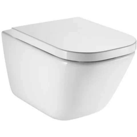 Vas WC suspendat Roca The Gap Square Rimless 48x34 cm evacuare orizontala