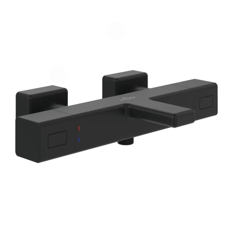 Baterie Villeroy&Boch Angular cada-dus termostatata negru mat