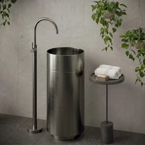 Lavoar Freestanding din Inox Elegant cu Baza Mata