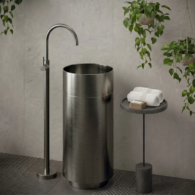 Lavoar Freestanding din Inox Elegant cu Baza Mata