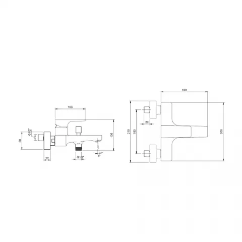Baterie Villeroy&Boch Architectura Square cada-dus monocomanda nichel periat