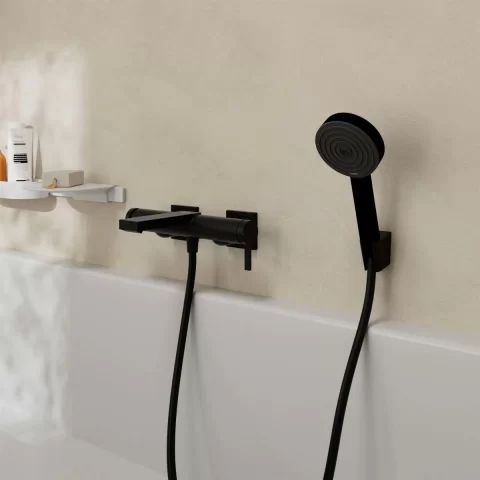 Baterie cada-dus perete negru Hansgrohe Tecturis E 