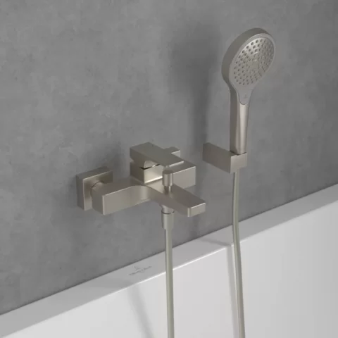 Baterie Villeroy&Boch Architectura Square cada-dus monocomanda nichel periat