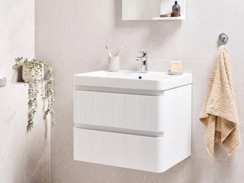 Set mobilier si lavoar suspendat Accent Lux, 60 cm alb