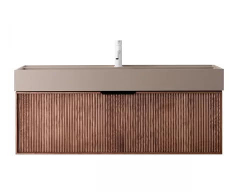 Set mobilier baie suspendat din lemn 120 cm, cu lavoar si oglinda LED