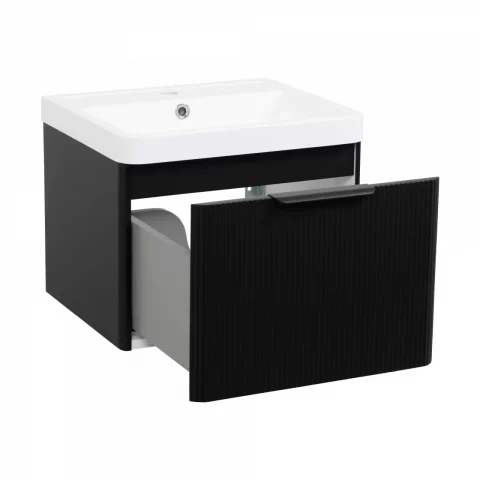 Set mobilier cu lavoar suspendat Frost 50 cm, negru