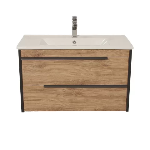Set mobilier cu lavoar suspendat 75 cm, Neo Loft, Coloana
