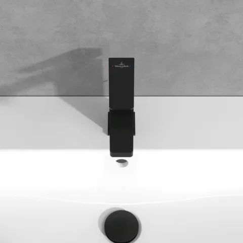 Baterie Lavoar Villeroy&Boch Architectura Square, negru mat, ventil Pop-Up