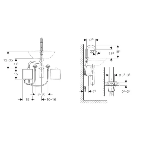 Baterie lavoar Geberit Piave electronica crom
