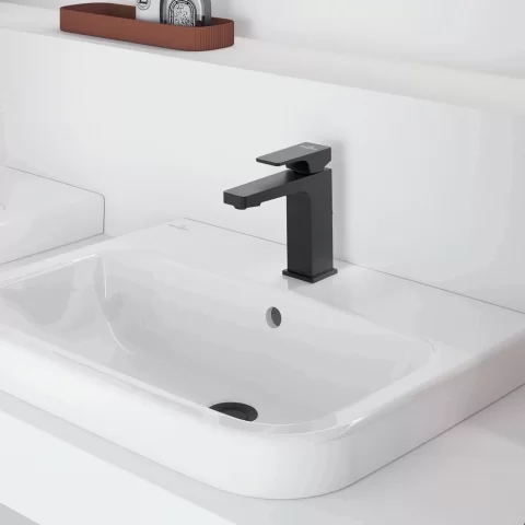 Baterie Lavoar Villeroy&Boch Architectura Square, negru mat, ventil Pop-Up