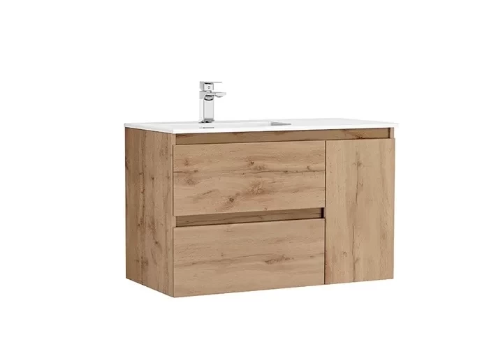 Set mobilier de baie Gala Daily suspendat, doua sertare si o usa, cu lavoar ceramic